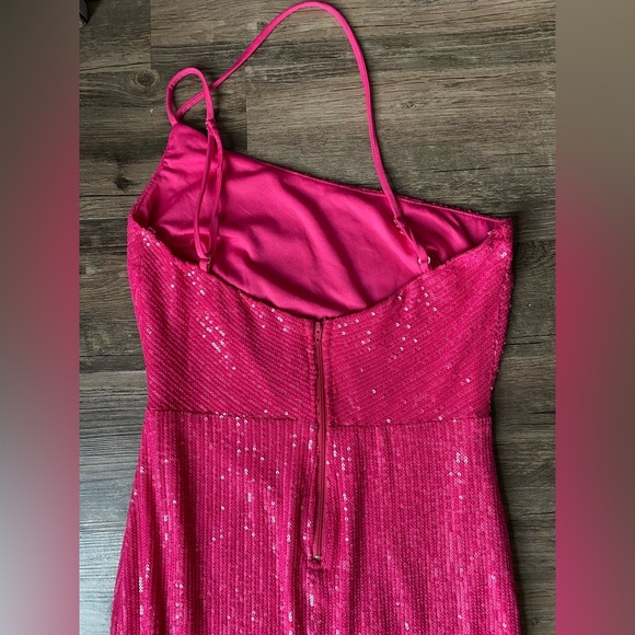 Windsor Women’s Fuchsia Sequin One Shoulder Promo Dress Size 6 - Picture 7 of 10